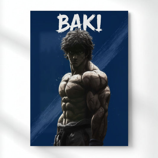 Baki Hanma's Blue Rage Metal Poster | Aesthetic Pop Art Wall Decor & Painting
