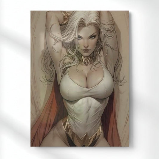 Epic Female Warrior Portrait Metal Poster | Aesthetic Pop Art Wall Decor & Painting