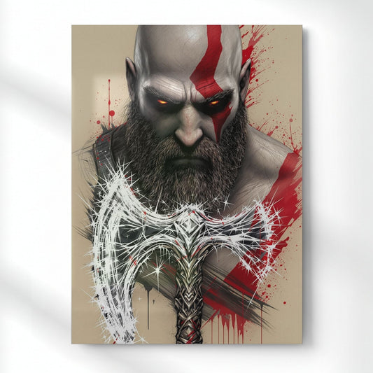 God of War Closeup Metal Poster | Aesthetic Pop Art Wall Decor & Painting