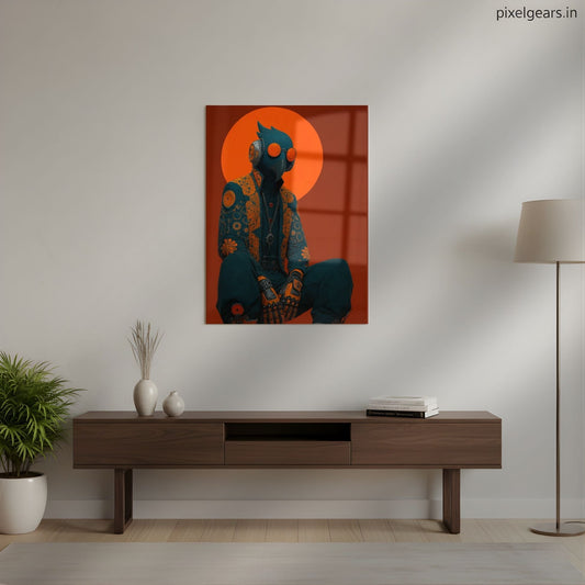 Cyber Parrot Warrior Metal Poster | Aesthetic Pop Art Wall Decor & Painting