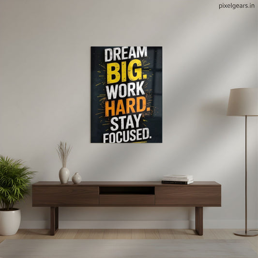 Dream Big Work Hard Metal Poster | Aesthetic Pop Art Wall Decor & Painting