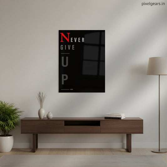 Never Give Up Metal Poster | Aesthetic Pop Art Wall Decor & Painting