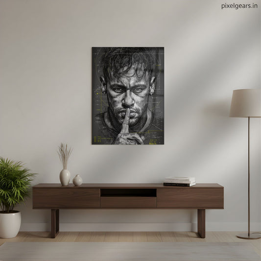 Neymar Jr Iconic Portrait Metal Poster | Aesthetic Pop Art Wall Decor & Painting