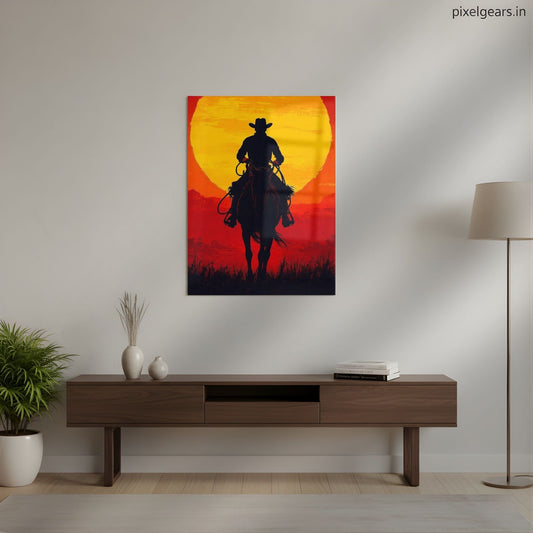 Red Dead Redemption Sunset Metal Poster | Aesthetic Pop Art Wall Decor & Painting