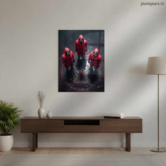 Squid Game Guards Trio Metal Poster | Aesthetic Pop Art Wall Decor & Painting