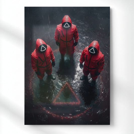 Squid Game Guards Trio Metal Poster | Aesthetic Pop Art Wall Decor & Painting
