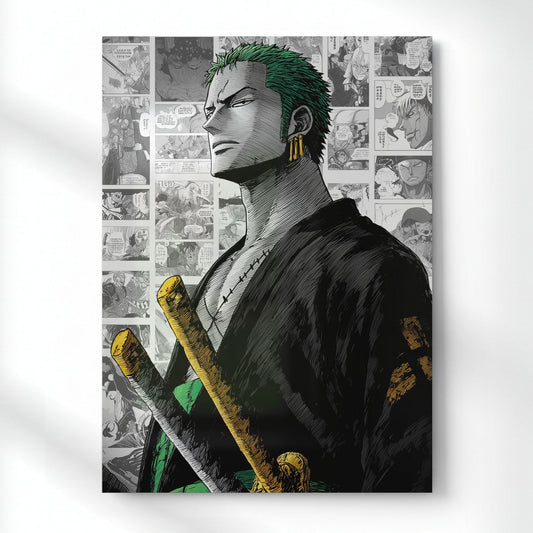 Zoro Manga Edition Metal Poster | Aesthetic Pop Art Wall Decor & Painting