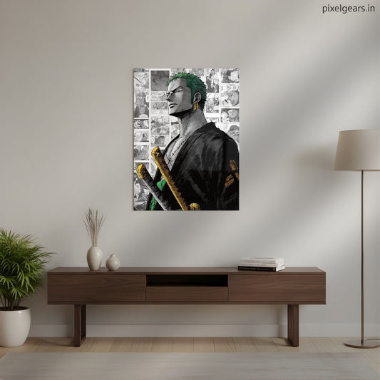 Zoro Manga Edition Metal Poster | Aesthetic Pop Art Wall Decor & Painting