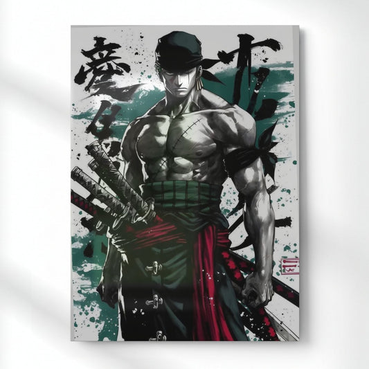 Zoro The Scarred Swordsman Metal Poster | Aesthetic Pop Art Wall Decor & Painting