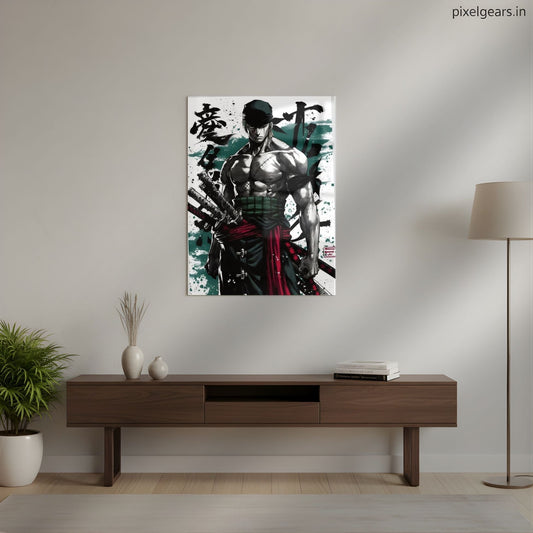 Zoro The Scarred Swordsman Metal Poster | Aesthetic Pop Art Wall Decor & Painting